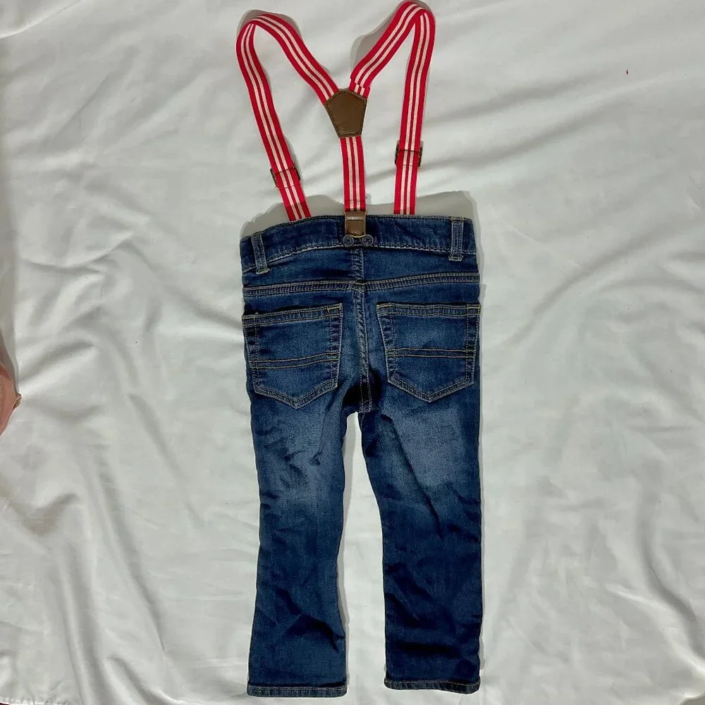 2T OshKosh B'Gosh Blue Jeans & Red Suspenders 3/$16 Toddler Child Kid